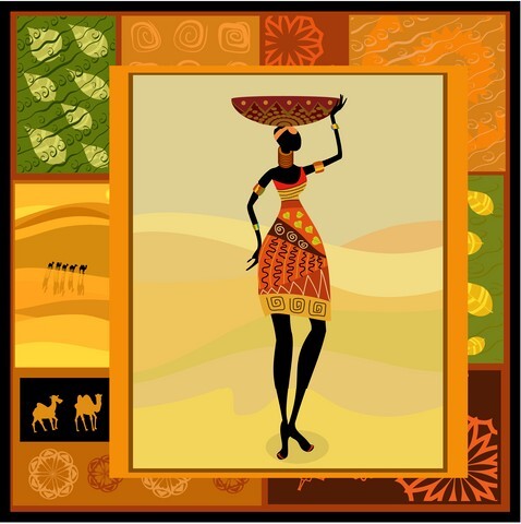 African girl dressed in a decorative 7